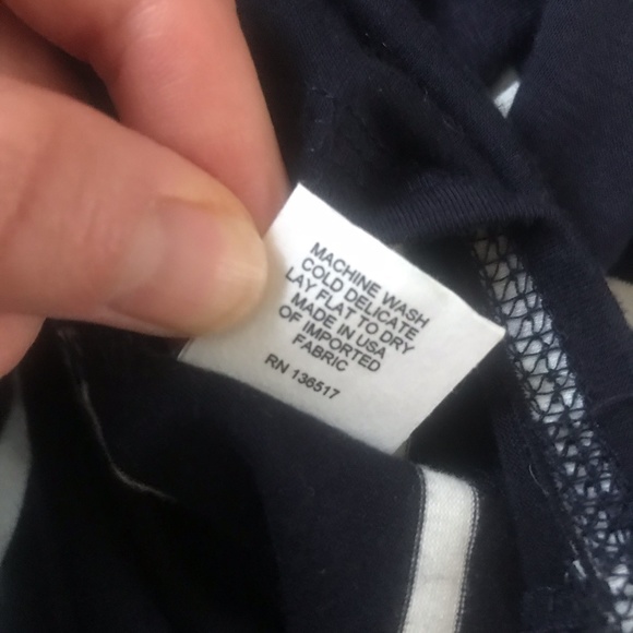 Fitted long sleeve, navy dress with white stripes - Picture 6 of 6